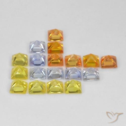 Pedras preciosas de Safira Multicolorido natural de 2.88 ct, Quadrado, VS