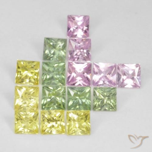 Pedras preciosas de Safira Multicolorido natural de 3.10 ct, Quadrado, VS