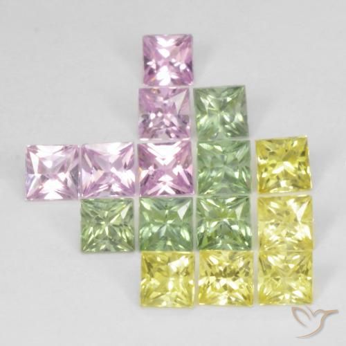 Pedras preciosas de Safira Multicolorido natural de 3.10 ct, Quadrado, VS
