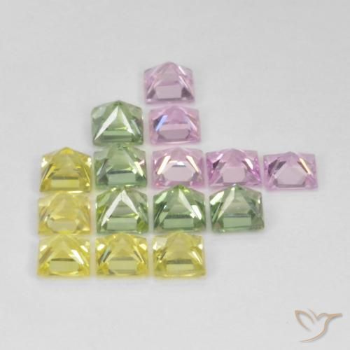 Pedras preciosas de Safira Multicolorido natural de 3.10 ct, Quadrado, VS