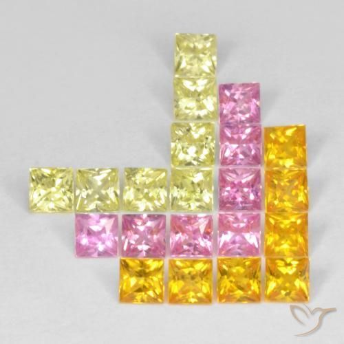 Pedras preciosas de Safira Multicolorido natural de 3.39 ct, Quadrado, VS