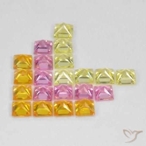Pedras preciosas de Safira Multicolorido natural de 3.39 ct, Quadrado, VS