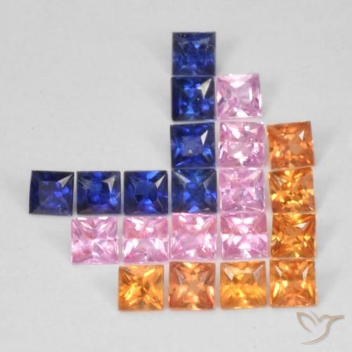 Pedras preciosas de Safira Multicolorido natural de 1.49 ct, Quadrado, VS