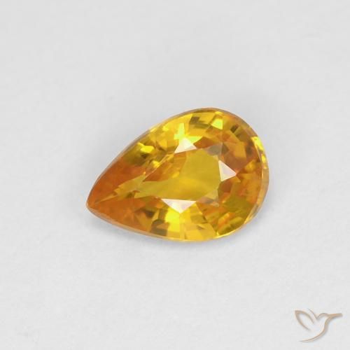 0.45ct Natural Dourado Safira, Formato de pêra, VVS-VS