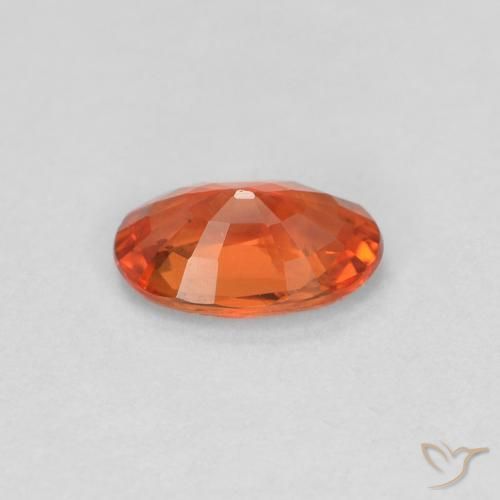 Safira laranja avermelhado Natural 0.46ct, oval, VVS-VS