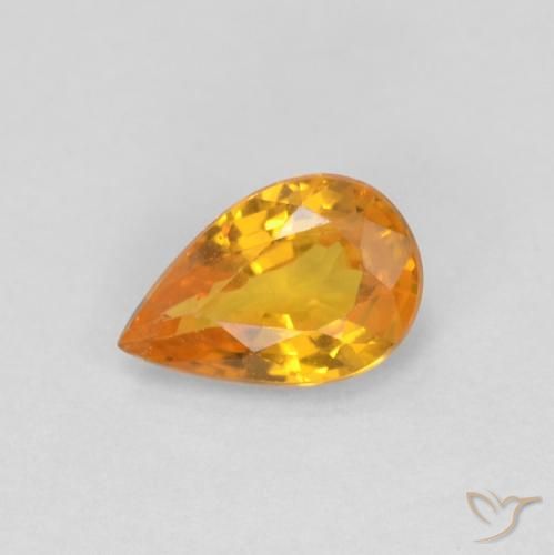 0.48ct Natural Laranja Profundo-Ouro Safira, Formato de pêra, VVS-VS
