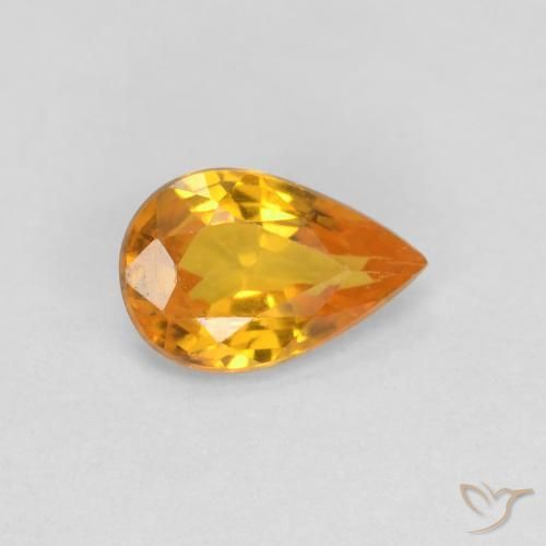 Safira Laranja Profundo-Ouro Natural 0.48ct, Formato de pêra, VVS-VS