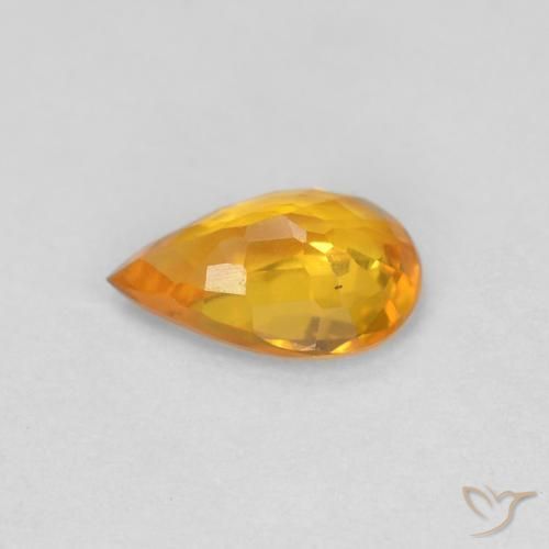 Safira Laranja Profundo-Ouro Natural 0.48ct, Formato de pêra, VVS-VS