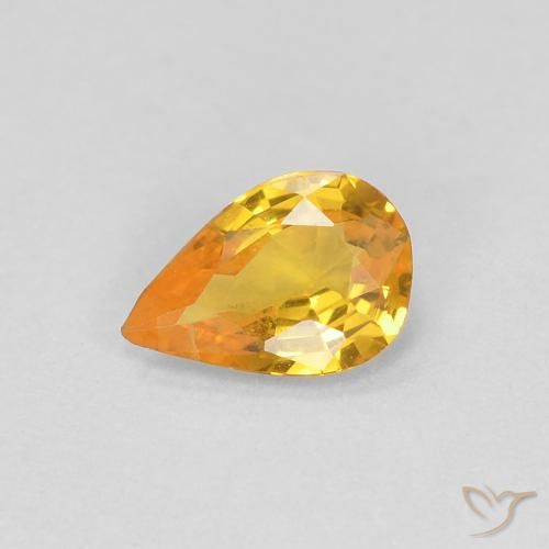 0.37ct Natural Dourado Safira, Formato de pêra, VVS-VS