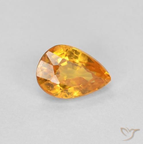 0.56ct Natural Laranja Profundo-Ouro Safira, Formato de pêra, VVS-VS