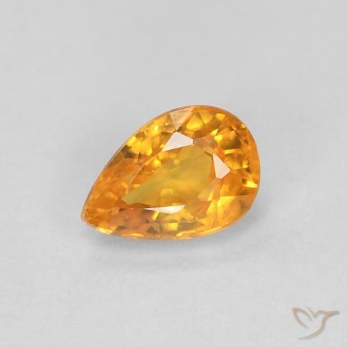 Safira Laranja Profundo-Ouro Natural 0.56ct, Formato de pêra, VVS-VS