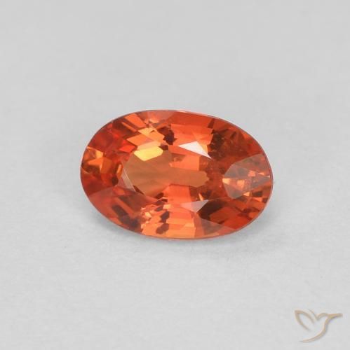 Safira laranja avermelhado Natural 0.55ct, oval, VVS-VS