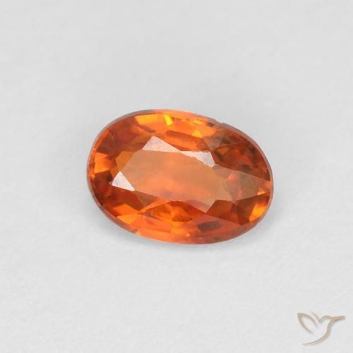 Safira laranja avermelhado Natural 0.56ct, oval, VVS