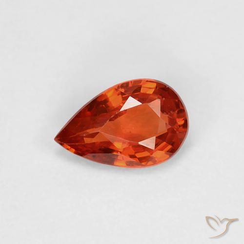 Safira laranja avermelhado Natural 0.47ct, Formato de pêra, VVS