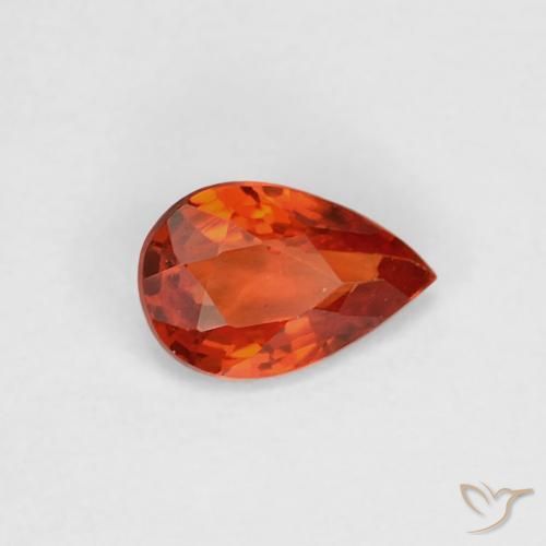 Safira laranja avermelhado Natural 0.47ct, Formato de pêra, VVS