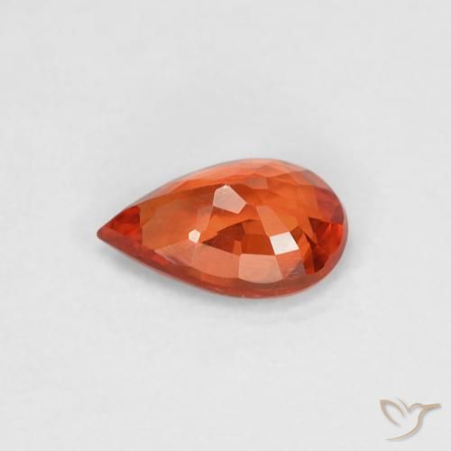 Safira laranja avermelhado Natural 0.47ct, Formato de pêra, VVS