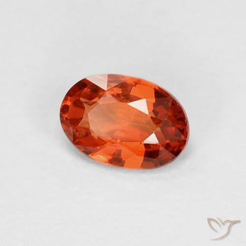 Safira laranja avermelhado Natural 0.58ct, oval, VVS