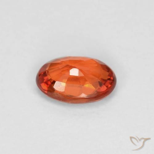 Safira laranja avermelhado Natural 0.51ct, oval, VVS