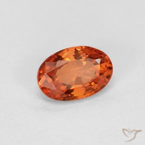 Safira laranja avermelhado Natural 0.60ct, oval, VVS