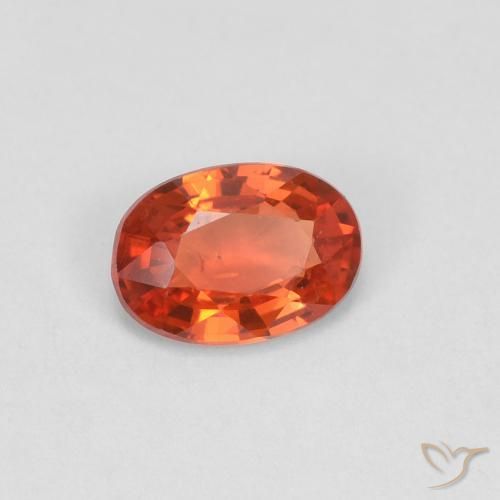 Safira laranja avermelhado Natural 0.47ct, oval, VS