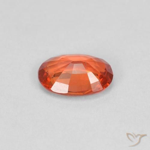 Safira laranja avermelhado Natural 0.47ct, oval, VS