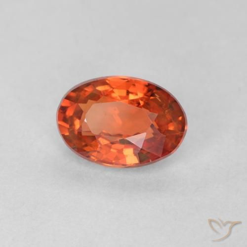 Safira laranja avermelhado Natural 0.57ct, oval, VS
