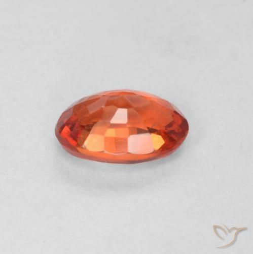 Safira laranja avermelhado Natural 0.57ct, oval, VS