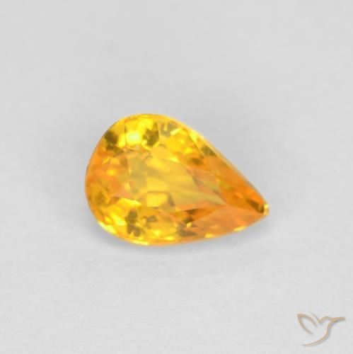0.59ct Natural Laranja Médio Safira, Formato de pêra, VVS-VS