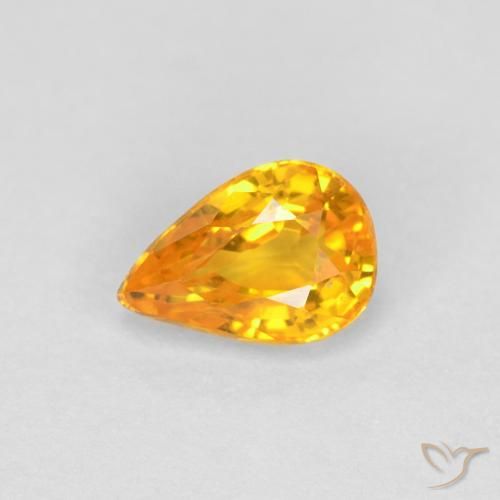 Safira Laranja Médio Natural 0.59ct, Formato de pêra, VVS-VS