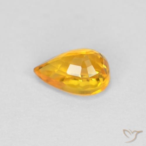 Safira Laranja Médio Natural 0.59ct, Formato de pêra, VVS-VS