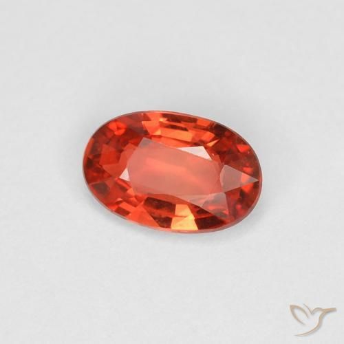 Safira laranja avermelhado Natural 0.43ct, oval, VVS