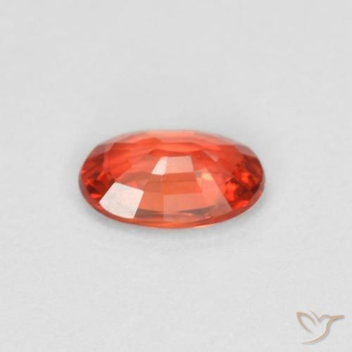 Safira laranja avermelhado Natural 0.43ct, oval, VVS
