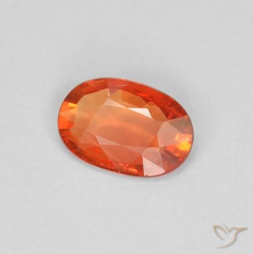Safira laranja avermelhado Natural 0.39ct, oval, VVS