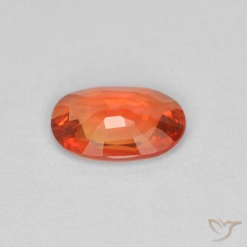 Safira laranja avermelhado Natural 0.39ct, oval, VVS