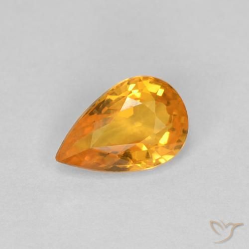 0.54ct Natural Laranja Médio Safira, Formato de pêra, VVS