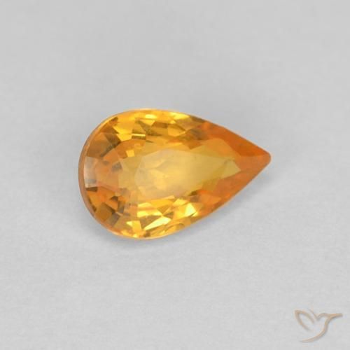 Safira Laranja Médio Natural 0.54ct, Formato de pêra, VVS