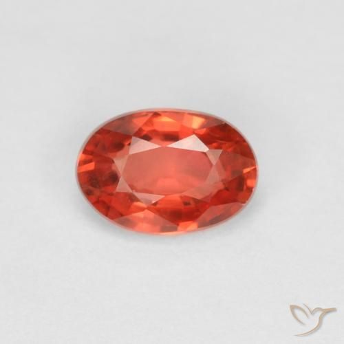 0.58ct Natural laranja avermelhado Safira, oval, VVS-VS