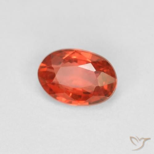 Safira laranja avermelhado Natural 0.58ct, oval, VVS-VS
