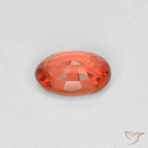 Safira laranja avermelhado Natural 0.58ct, oval, VVS-VS