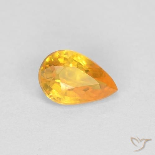 0.48ct Natural Laranja Médio Safira, Formato de pêra, VVS-VS