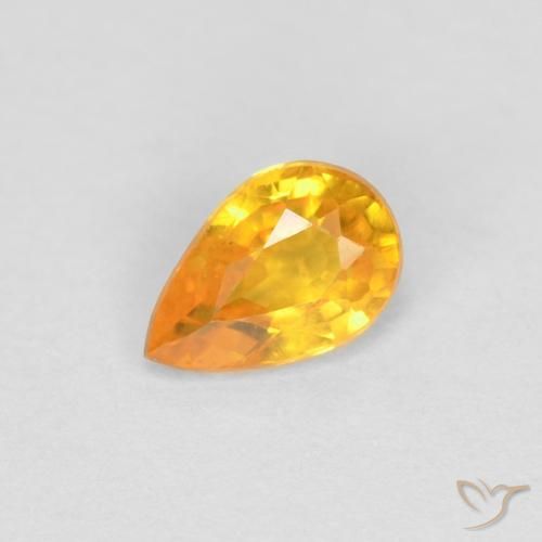 Safira Laranja Médio Natural 0.48ct, Formato de pêra, VVS-VS