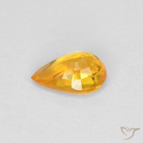 Safira Laranja Médio Natural 0.48ct, Formato de pêra, VVS-VS