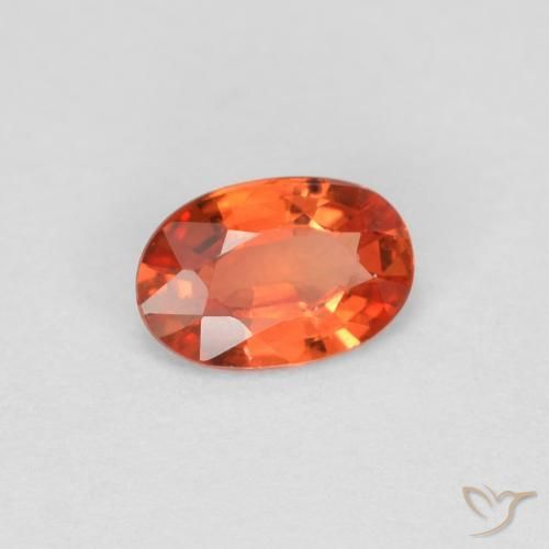 Safira laranja avermelhado Natural 0.44ct, oval, VVS