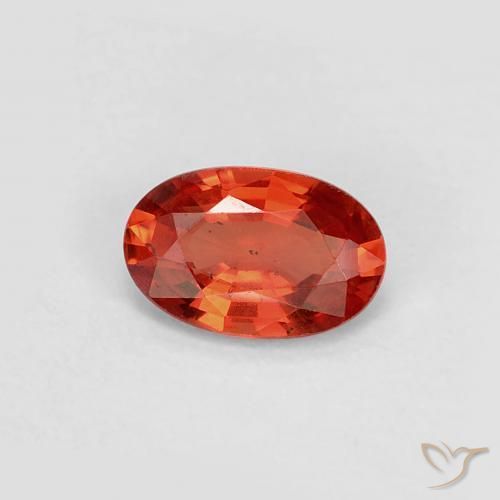 Safira laranja avermelhado Natural 0.48ct, oval, VS