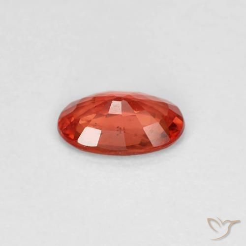 Safira laranja avermelhado Natural 0.48ct, oval, VS