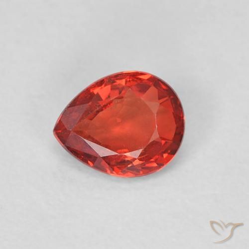 0.42ct Natural vermelho médio Safira, Formato de pêra, VVS-VS