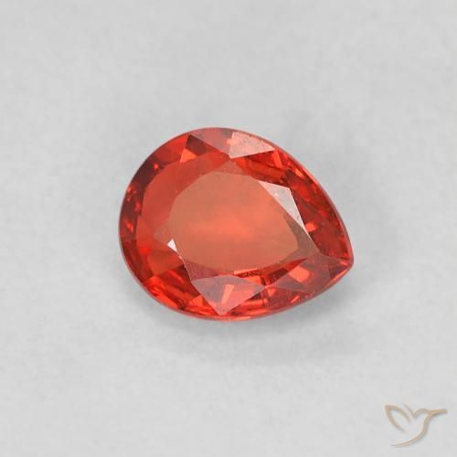 Safira vermelho médio Natural 0.42ct, Formato de pêra, VVS-VS