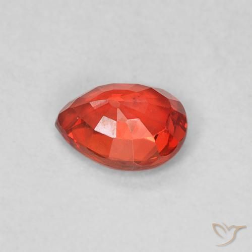 Safira vermelho médio Natural 0.42ct, Formato de pêra, VVS-VS