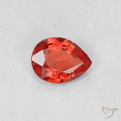 Safira vermelho intenso Natural 0.36ct, Formato de pêra, VVS-VS