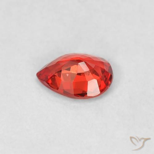Safira vermelho intenso Natural 0.36ct, Formato de pêra, VVS-VS